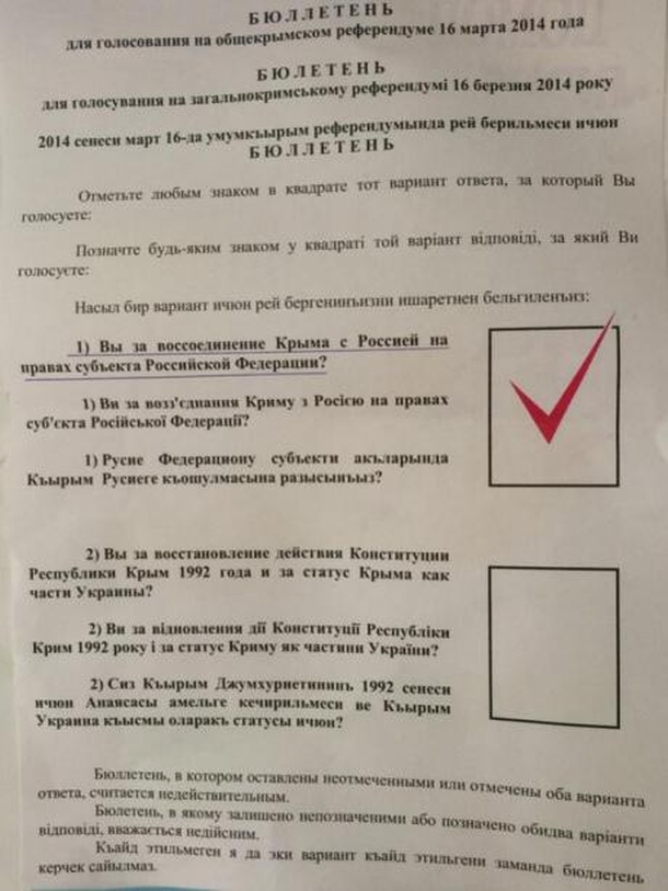 Für die Einreise in Russland stimmten 123% der Krim За вхождение в состав России проголосовало 123% крымчан