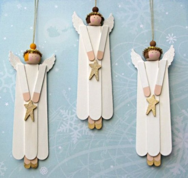Ангелы из палочек от мороженого - Новогодние украшения, которые можно сделать своими руками