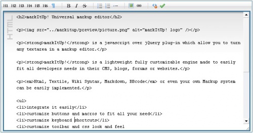 MarkItUp! - Beste WYSIWYG-HTML-Editoren MarkItUp! - WYSIWYG HTML редакторы