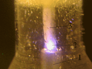 Lumineszenz von Flüssigkeiten in dünnen dielektrischen Kanal