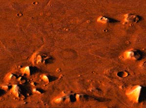 Rekonstruierte Bild der antiken Stadt auf dem Mars.