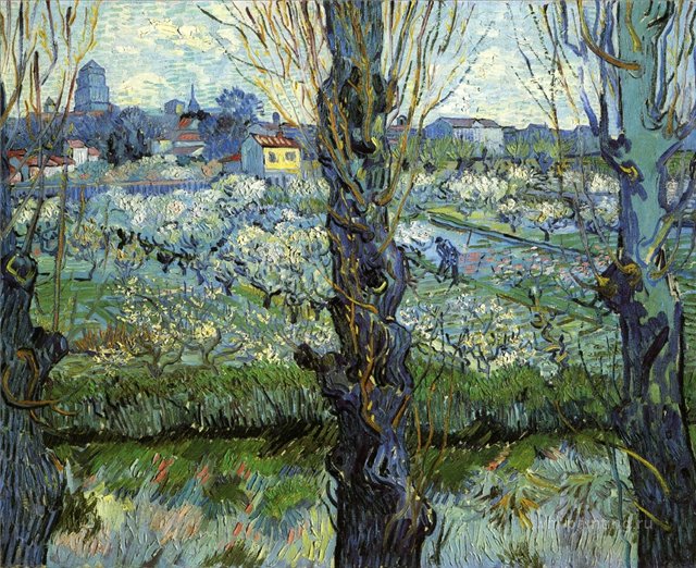 Blühender Garten mit Pappeln - Meisterwerke von Van Gogh, die jeder kennen sollte Цветущий сад с тополями - Картины Ван Гога, которые должен знать каждый