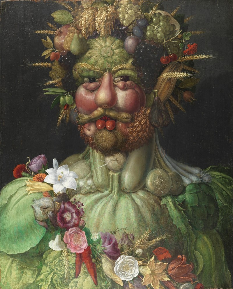 Giuseppe Arcimboldo, "Porträt von Kaiser Rudolf II. Im Bild von Vertumna" Джузеппе Арчимбольдо, «Портрет императора Рудольфа II в образе Вертумна»