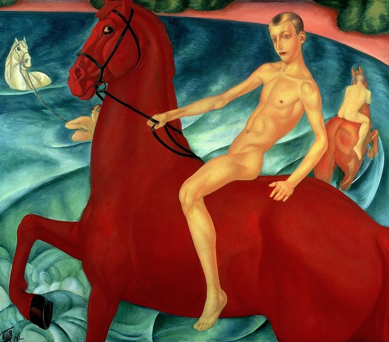 Kusma Petrow-Wodkin, „Das rote Pferd baden“ Кузьма Петров-Водкин, «Купание красного коня»