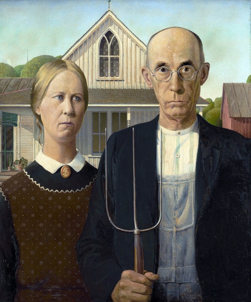 Grant Wood, amerikanische Gotik Грант Вуд, «Американская готика»