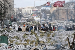 Unabhängigkeit in der Kälte. Foto des Zentrums von Kiew am 29-30 Januar
