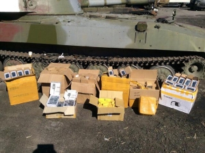 Russische Sponsoren Terroristen DNR und LNR machen Geld auch auf humanitäre Hilfe. PHOTO
