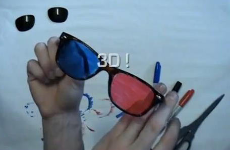 3D-Brille mit den Händen