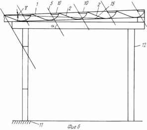 Solarmodul mit einer Mehrzahl von Hubs und Empfänger in der Form von Streifen von geschalteten Solarzellen auf dem Dach installiert ist, umfassend