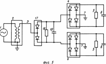 eine natürliche Kapazität zur Erde - ein elektrisches Schaltgerät mit einer Anschlussdrahtleitung mit der Verbraucherspannung die Ausgangswand Verdopplungsschaltung unter Verwendung Verdopplungs zweiphasige Brücken Verbraucher mit dem Ausgang, von denen jeder die Last mit einem Eingang und mit