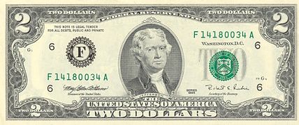 $ 2 1953 (rückwärts) 2 доллара 1953 года (реверс)