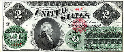 $ 2 1862 2 доллара 1862 года