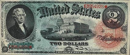 $ 2 1869 2 доллара 1869 года